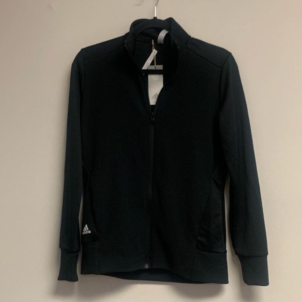 adidas Women’s MEDIUM Originals Textured Golf Jacket, Black - Picture 2 of 6